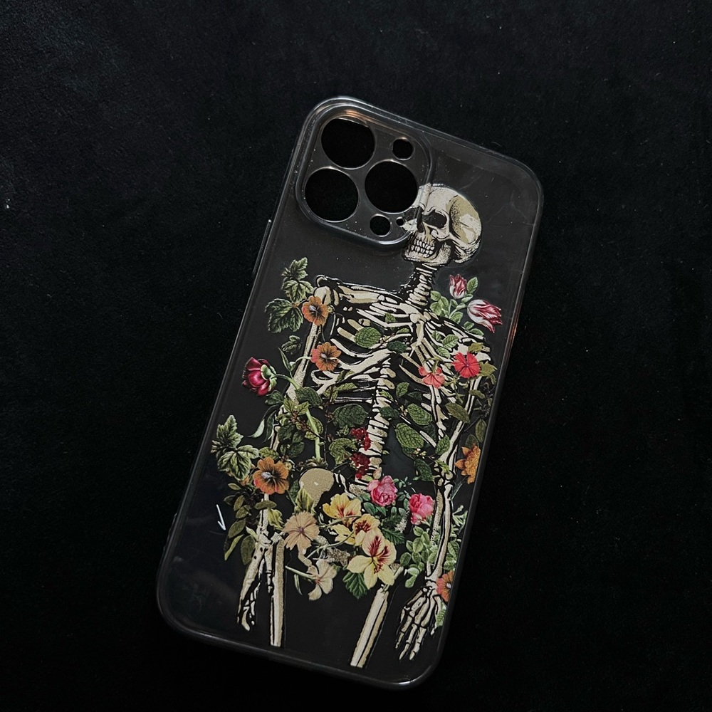Clear Floral Skeleton 13 PRO MAX Phone Case
